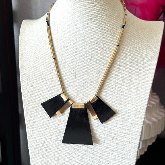 Vintage Dicrotic Glass Blue and Gold Necklace - Picture 8 of 10